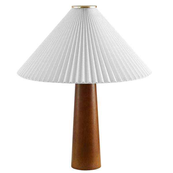 Modway Furniture Jessica Wooden Base Table Lamp with Pleated Fabric Shade - Stylish Ambient Lighting for Any Space EEI-7212-WAL