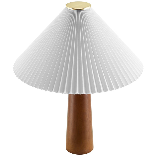Modway Furniture Jessica Wooden Base Table Lamp with Pleated Fabric Shade - Stylish Ambient Lighting for Any Space EEI-7212-WAL