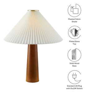 Modway Furniture Jessica Wooden Base Table Lamp with Pleated Fabric Shade - Stylish Ambient Lighting for Any Space EEI-7212-WAL