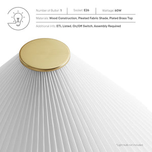 Modway Furniture Jessica Wooden Base Table Lamp with Pleated Fabric Shade - Stylish Ambient Lighting for Any Space EEI-7212-WAL