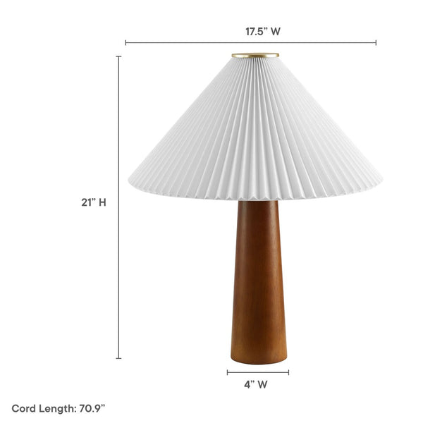 Modway Furniture Jessica Wooden Base Table Lamp with Pleated Fabric Shade - Stylish Ambient Lighting for Any Space EEI-7212-WAL