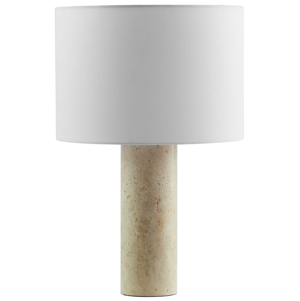 Modway Furniture Zenith Table Lamp - Elegant Natural Travertine Base with Fabric Drum Shade for Modern Interiors EEI-7213-TRV