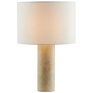 Modway Furniture Zenith Table Lamp - Elegant Natural Travertine Base with Fabric Drum Shade for Modern Interiors EEI-7213-TRV