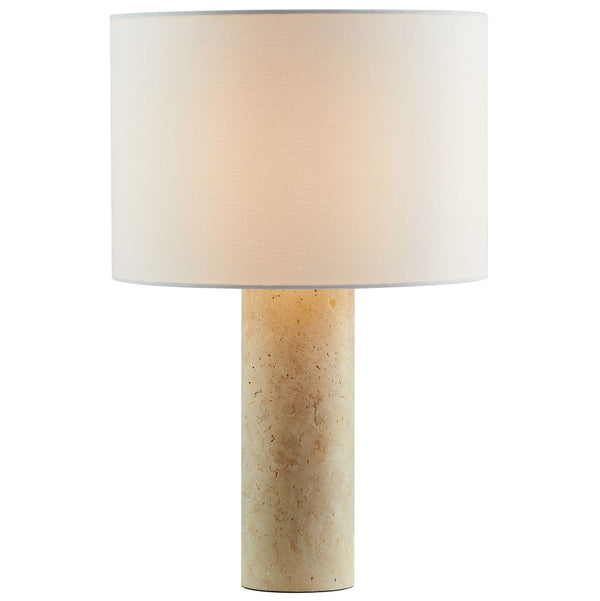Modway Furniture Zenith Table Lamp - Elegant Natural Travertine Base with Fabric Drum Shade for Modern Interiors EEI-7213-TRV