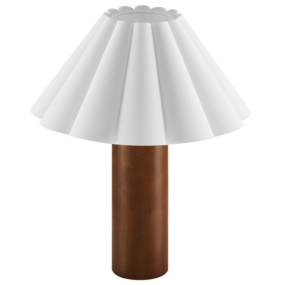 Modway Furniture Flora Wood Table Lamp with Pleated Petal Shade - Modern Scandinavian Design for Any Room EEI-7214-WAL