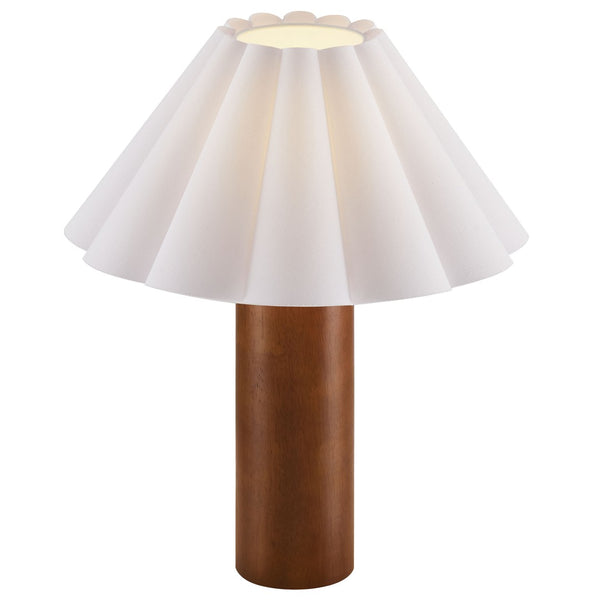 Modway Furniture Flora Wood Table Lamp with Pleated Petal Shade - Modern Scandinavian Design for Any Room EEI-7214-WAL