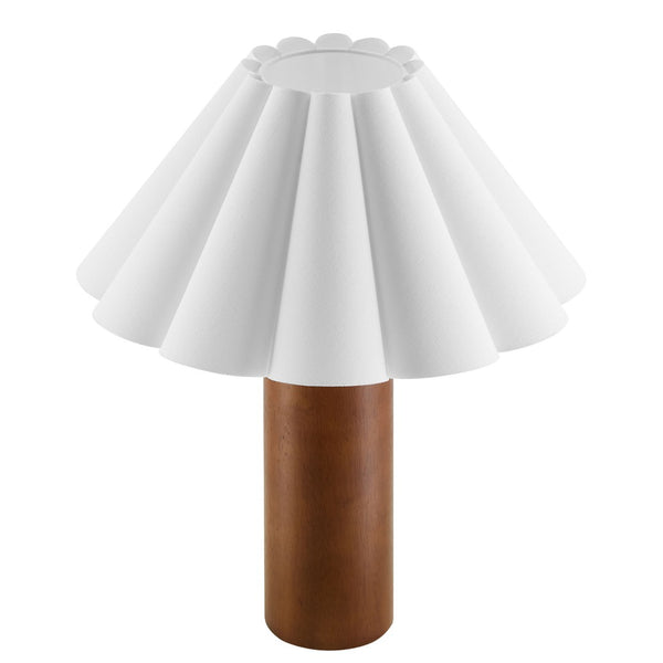 Modway Furniture Flora Wood Table Lamp with Pleated Petal Shade - Modern Scandinavian Design for Any Room EEI-7214-WAL