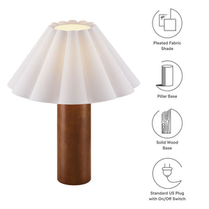 Modway Furniture Flora Wood Table Lamp with Pleated Petal Shade - Modern Scandinavian Design for Any Room EEI-7214-WAL