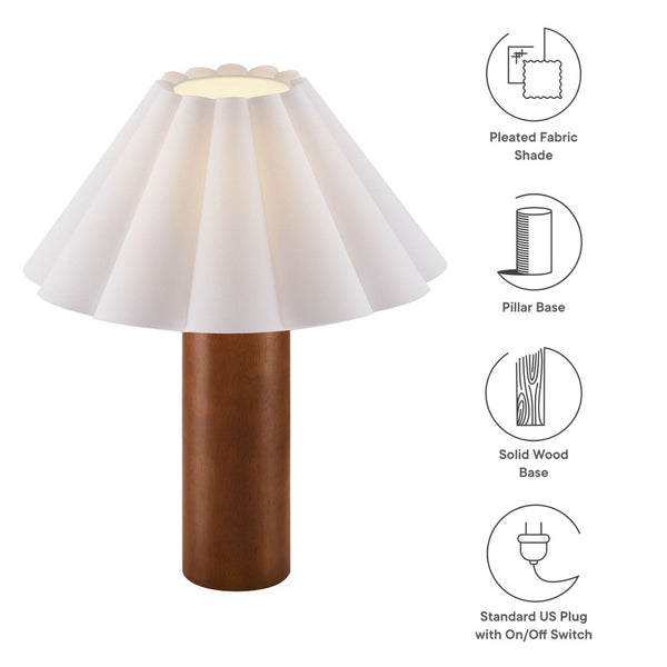 Modway Furniture Flora Wood Table Lamp with Pleated Petal Shade - Modern Scandinavian Design for Any Room EEI-7214-WAL