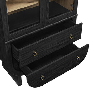 Modway Furniture Nyx Arched Display Cabinet - Modern Black & Light Oak Storage for Dining, Living, or Office Use EEI-7216-BLK-LOA