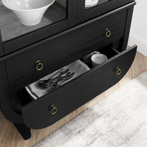 Modway Furniture Nyx Arched Display Cabinet - Modern Black & Light Oak Storage for Dining, Living, or Office Use EEI-7216-BLK-LOA