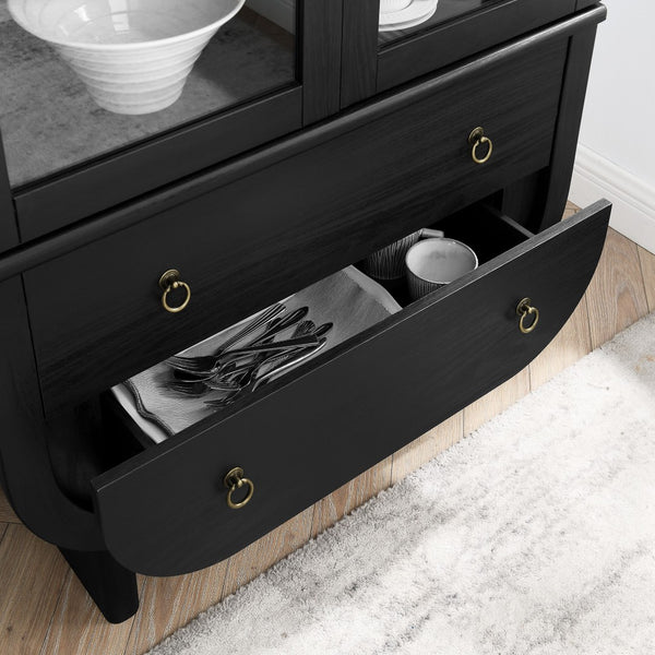 Modway Furniture Nyx Arched Display Cabinet - Modern Black & Light Oak Storage for Dining, Living, or Office Use EEI-7216-BLK-LOA