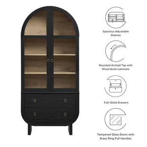 Modway Furniture Nyx Arched Display Cabinet - Modern Black & Light Oak Storage for Dining, Living, or Office Use EEI-7216-BLK-LOA
