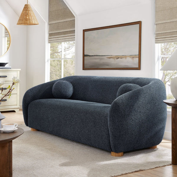 Modway Furniture Holland Curved Swivel Sofa by Modway - Luxurious Chenille Upholstery with Effortless Comfort Design Navy EEI-7217-NAV