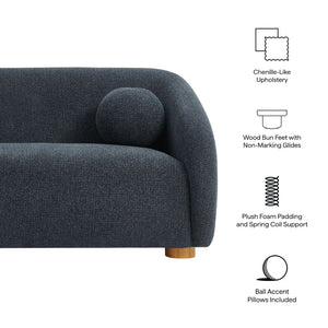 Modway Furniture Holland Curved Swivel Sofa by Modway - Luxurious Chenille Upholstery with Effortless Comfort Design Navy EEI-7217-NAV