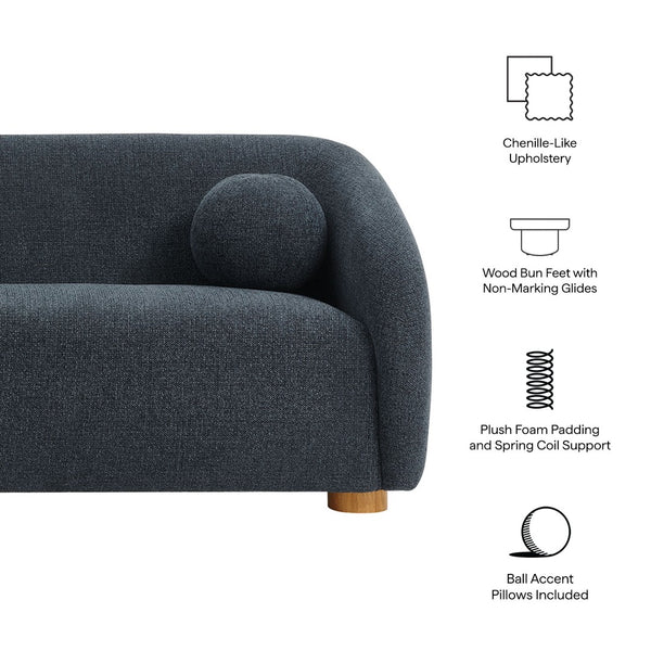 Modway Furniture Holland Curved Swivel Sofa by Modway - Luxurious Chenille Upholstery with Effortless Comfort Design Navy EEI-7217-NAV