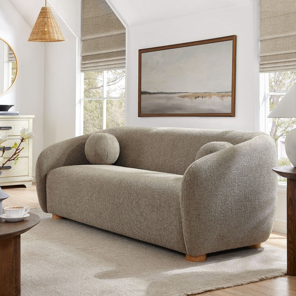 Modway Furniture Holland Curved Swivel Sofa by Modway - Luxurious Chenille Upholstery with Effortless Comfort Design Taupe EEI-7217-TAU