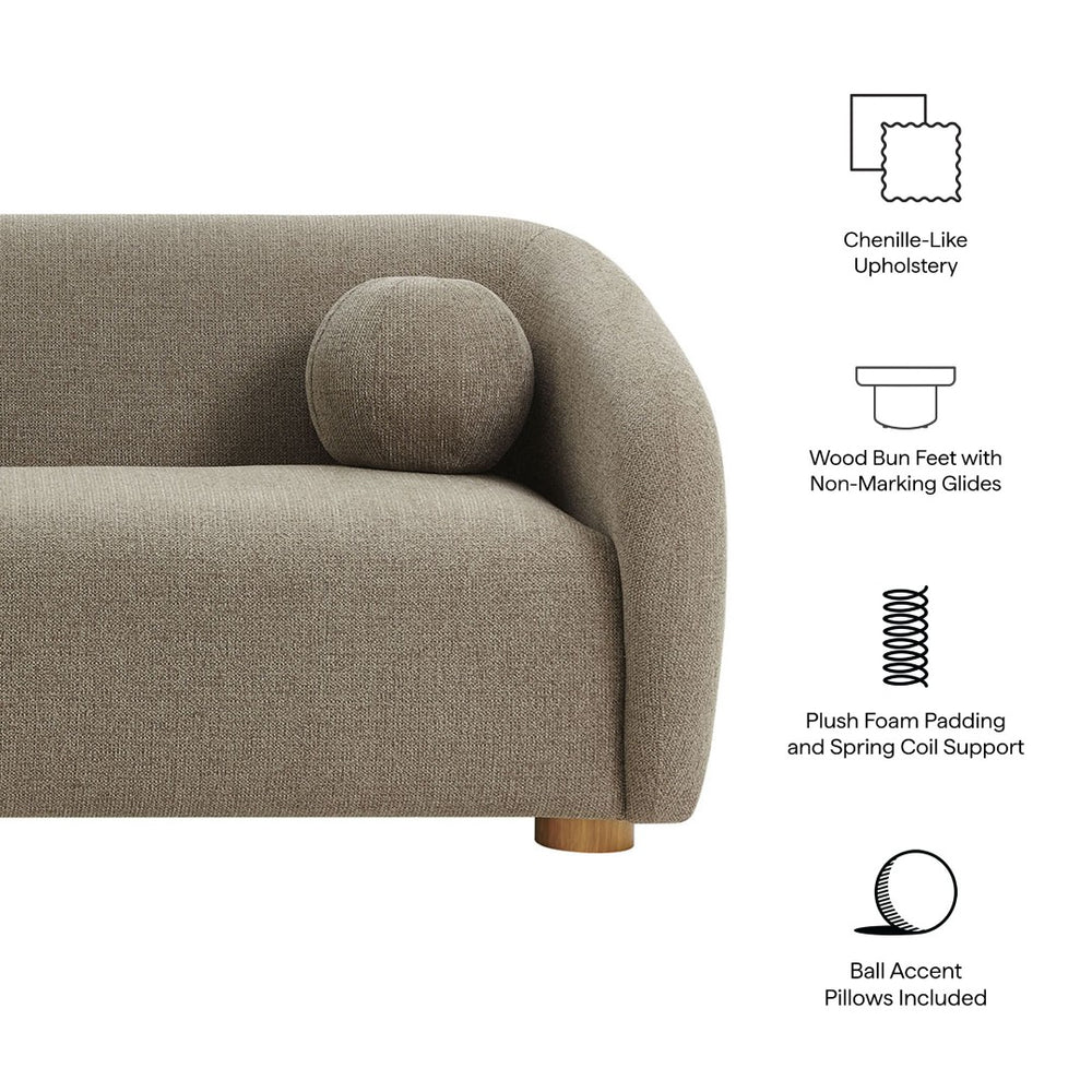 Modway Furniture Holland Curved Swivel Sofa by Modway - Luxurious Chenille Upholstery with Effortless Comfort Design Taupe EEI-7217-TAU