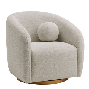 Modway Furniture Holland Curved Swivel Armchair - Cozy Chenille Fabric, Ergonomic Design & Stylish Wood Base Dove Gray EEI-7218-DOV