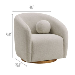 Modway Furniture Holland Curved Swivel Armchair - Cozy Chenille Fabric, Ergonomic Design & Stylish Wood Base Dove Gray EEI-7218-DOV