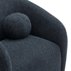 Modway Furniture Holland Curved Swivel Armchair - Cozy Chenille Fabric, Ergonomic Design & Stylish Wood Base Navy EEI-7218-NAV