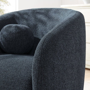 Modway Furniture Holland Curved Swivel Armchair - Cozy Chenille Fabric, Ergonomic Design & Stylish Wood Base Navy EEI-7218-NAV