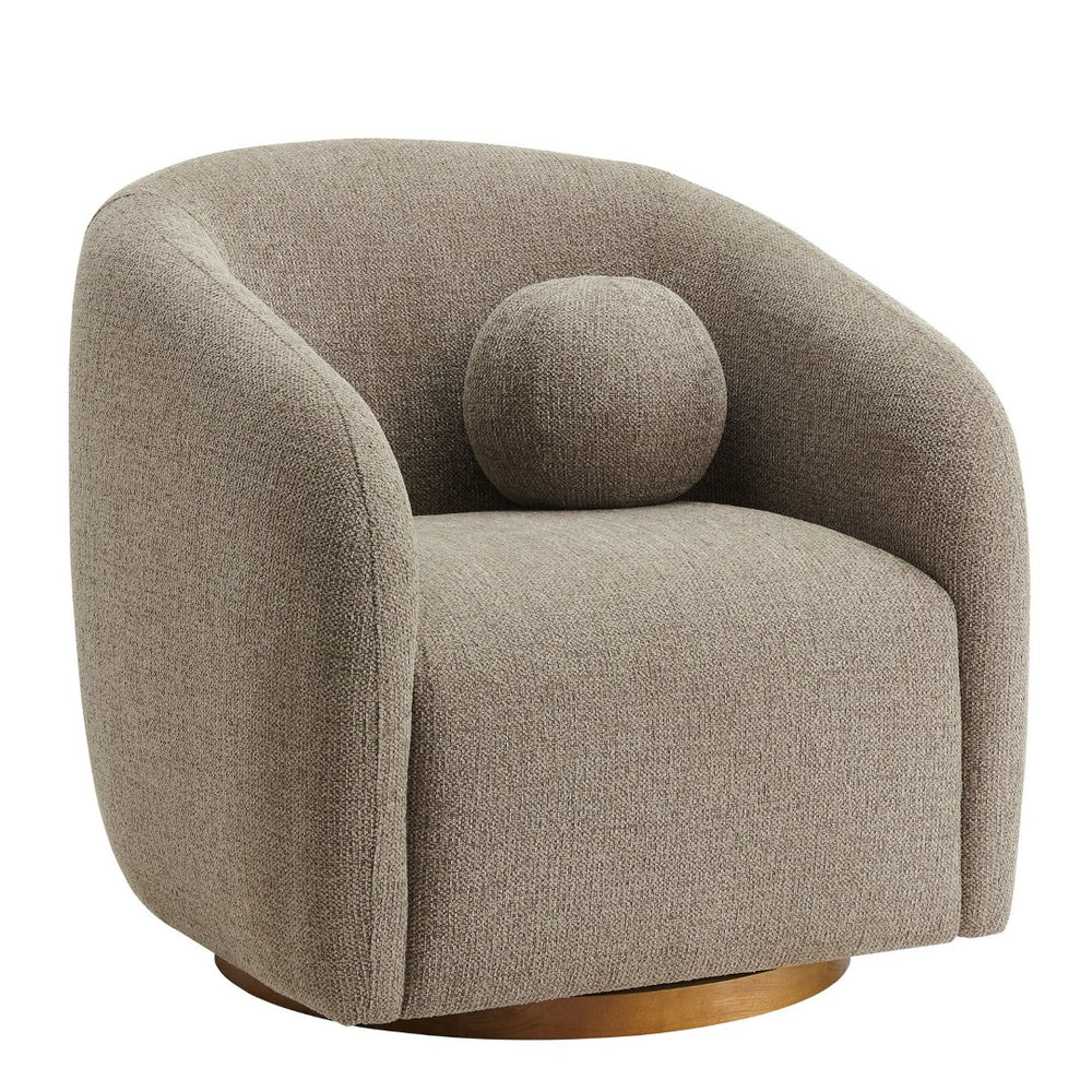 Modway Furniture Holland Curved Swivel Armchair - Cozy Chenille Fabric, Ergonomic Design & Stylish Wood Base Taupe EEI-7218-TAU