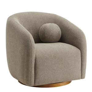 Modway Furniture Holland Curved Swivel Armchair - Cozy Chenille Fabric, Ergonomic Design & Stylish Wood Base Taupe EEI-7218-TAU