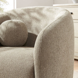 Modway Furniture Holland Curved Swivel Armchair - Cozy Chenille Fabric, Ergonomic Design & Stylish Wood Base Taupe EEI-7218-TAU