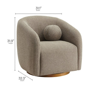 Modway Furniture Holland Curved Swivel Armchair - Cozy Chenille Fabric, Ergonomic Design & Stylish Wood Base Taupe EEI-7218-TAU