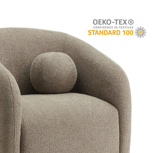 Modway Furniture Holland Curved Swivel Armchair - Cozy Chenille Fabric, Ergonomic Design & Stylish Wood Base Taupe EEI-7218-TAU