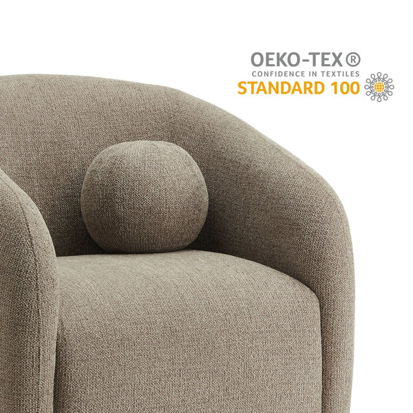 Modway Furniture Holland Curved Swivel Armchair - Cozy Chenille Fabric, Ergonomic Design & Stylish Wood Base Taupe EEI-7218-TAU