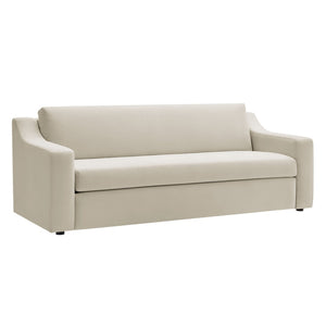 Modway Furniture Liora Performance Velvet Sofa - Luxurious Mid-Century Modern Design with Plush Comfort & Durability Alabaster EEI-7219-ALA