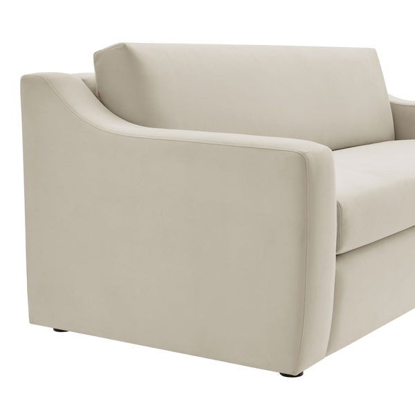 Modway Furniture Liora Performance Velvet Sofa - Luxurious Mid-Century Modern Design with Plush Comfort & Durability Alabaster EEI-7219-ALA