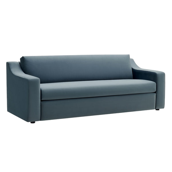 Modway Furniture Liora Performance Velvet Sofa - Luxurious Mid-Century Modern Design with Plush Comfort & Durability Cadet Blue EEI-7219-CAB