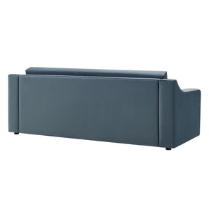 Modway Furniture Liora Performance Velvet Sofa - Luxurious Mid-Century Modern Design with Plush Comfort & Durability Cadet Blue EEI-7219-CAB