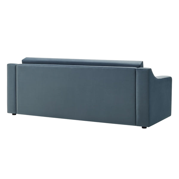 Modway Furniture Liora Performance Velvet Sofa - Luxurious Mid-Century Modern Design with Plush Comfort & Durability Cadet Blue EEI-7219-CAB