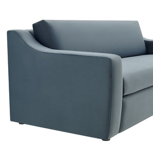 Modway Furniture Liora Performance Velvet Sofa - Luxurious Mid-Century Modern Design with Plush Comfort & Durability Cadet Blue EEI-7219-CAB