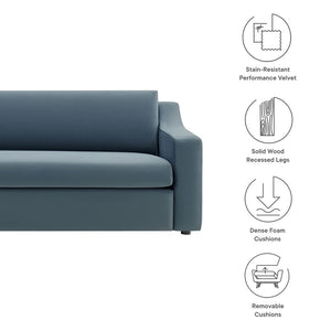 Modway Furniture Liora Performance Velvet Sofa - Luxurious Mid-Century Modern Design with Plush Comfort & Durability Cadet Blue EEI-7219-CAB