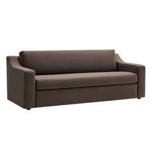 Modway Furniture Liora Performance Velvet Sofa - Luxurious Mid-Century Modern Design with Plush Comfort & Durability Chocolate Brown EEI-7219-CHB