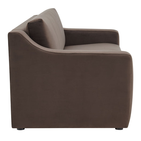 Modway Furniture Liora Performance Velvet Sofa - Luxurious Mid-Century Modern Design with Plush Comfort & Durability Chocolate Brown EEI-7219-CHB