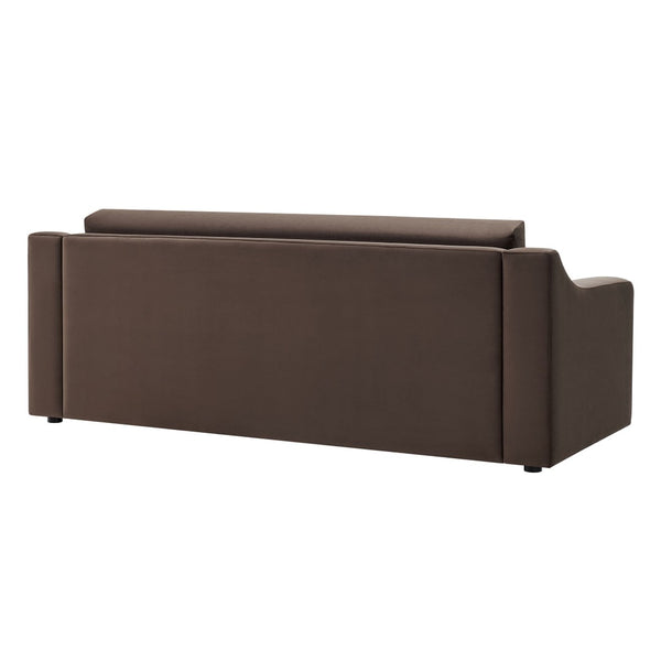 Modway Furniture Liora Performance Velvet Sofa - Luxurious Mid-Century Modern Design with Plush Comfort & Durability Chocolate Brown EEI-7219-CHB