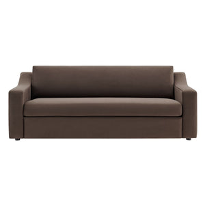 Modway Furniture Liora Performance Velvet Sofa - Luxurious Mid-Century Modern Design with Plush Comfort & Durability Chocolate Brown EEI-7219-CHB