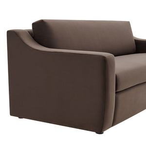 Modway Furniture Liora Performance Velvet Sofa - Luxurious Mid-Century Modern Design with Plush Comfort & Durability Chocolate Brown EEI-7219-CHB