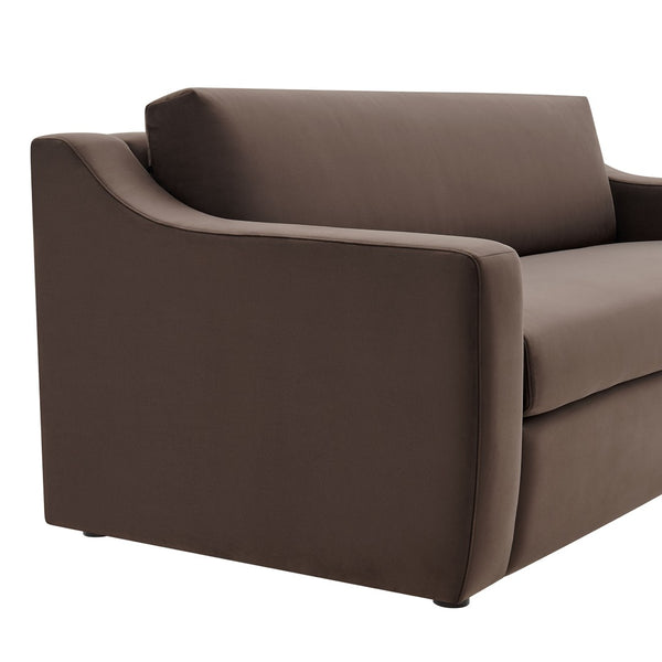 Modway Furniture Liora Performance Velvet Sofa - Luxurious Mid-Century Modern Design with Plush Comfort & Durability Chocolate Brown EEI-7219-CHB