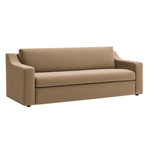 Modway Furniture Liora Performance Velvet Sofa - Luxurious Mid-Century Modern Design with Plush Comfort & Durability Taupe EEI-7219-TAU