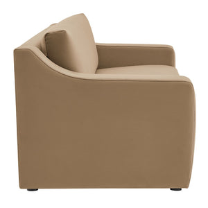Modway Furniture Liora Performance Velvet Sofa - Luxurious Mid-Century Modern Design with Plush Comfort & Durability Taupe EEI-7219-TAU