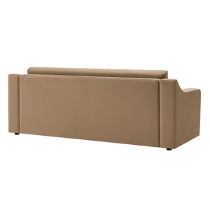 Modway Furniture Liora Performance Velvet Sofa - Luxurious Mid-Century Modern Design with Plush Comfort & Durability Taupe EEI-7219-TAU