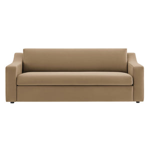 Modway Furniture Liora Performance Velvet Sofa - Luxurious Mid-Century Modern Design with Plush Comfort & Durability Taupe EEI-7219-TAU