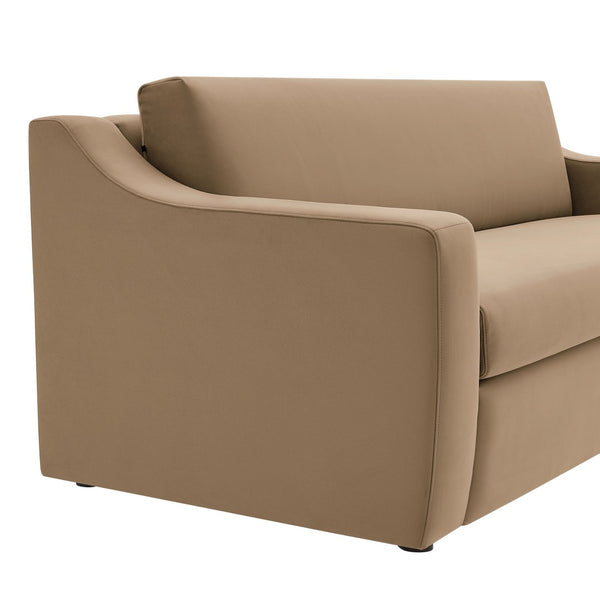 Modway Furniture Liora Performance Velvet Sofa - Luxurious Mid-Century Modern Design with Plush Comfort & Durability Taupe EEI-7219-TAU